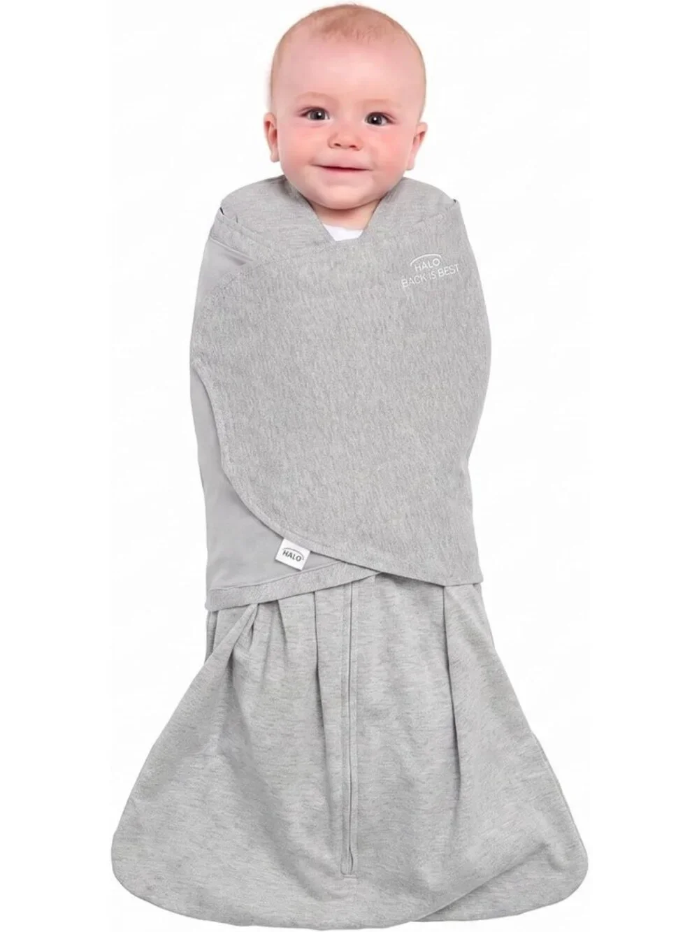 Cozy 100% Cotton Sleepsack Swaddle Blanket, 3-Way Adjustable, TOG 1.5, Grey